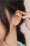  Khuyên bạc ta tròn rỗng đá vuông 