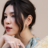  Khuyên bạc ta tròn đá thanh dọc 
