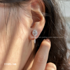 Khuyên bạc ta oval đá dăm giọt nước treo
