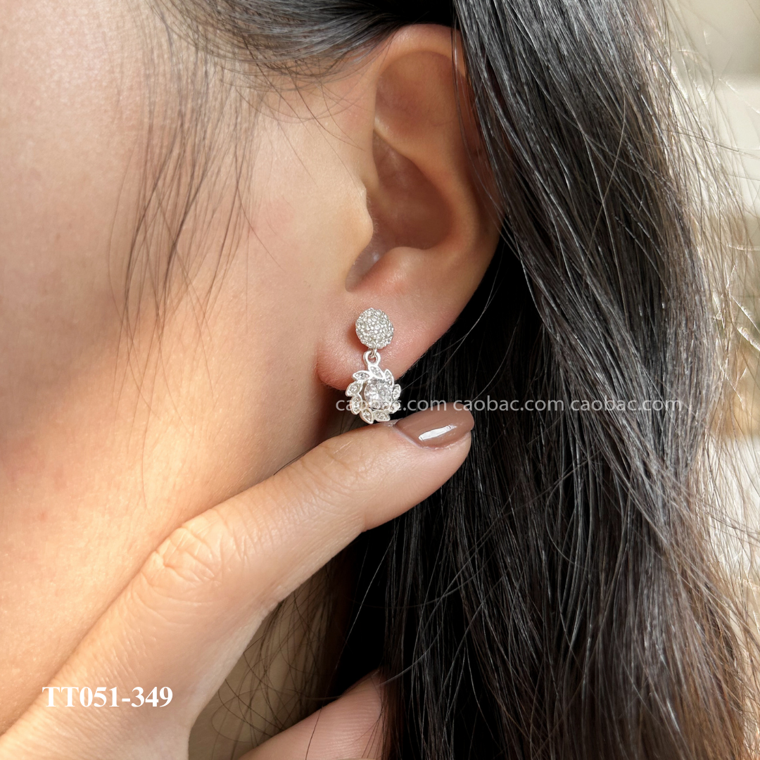  Khuyên bạc ta hoa cánh chéo treo 