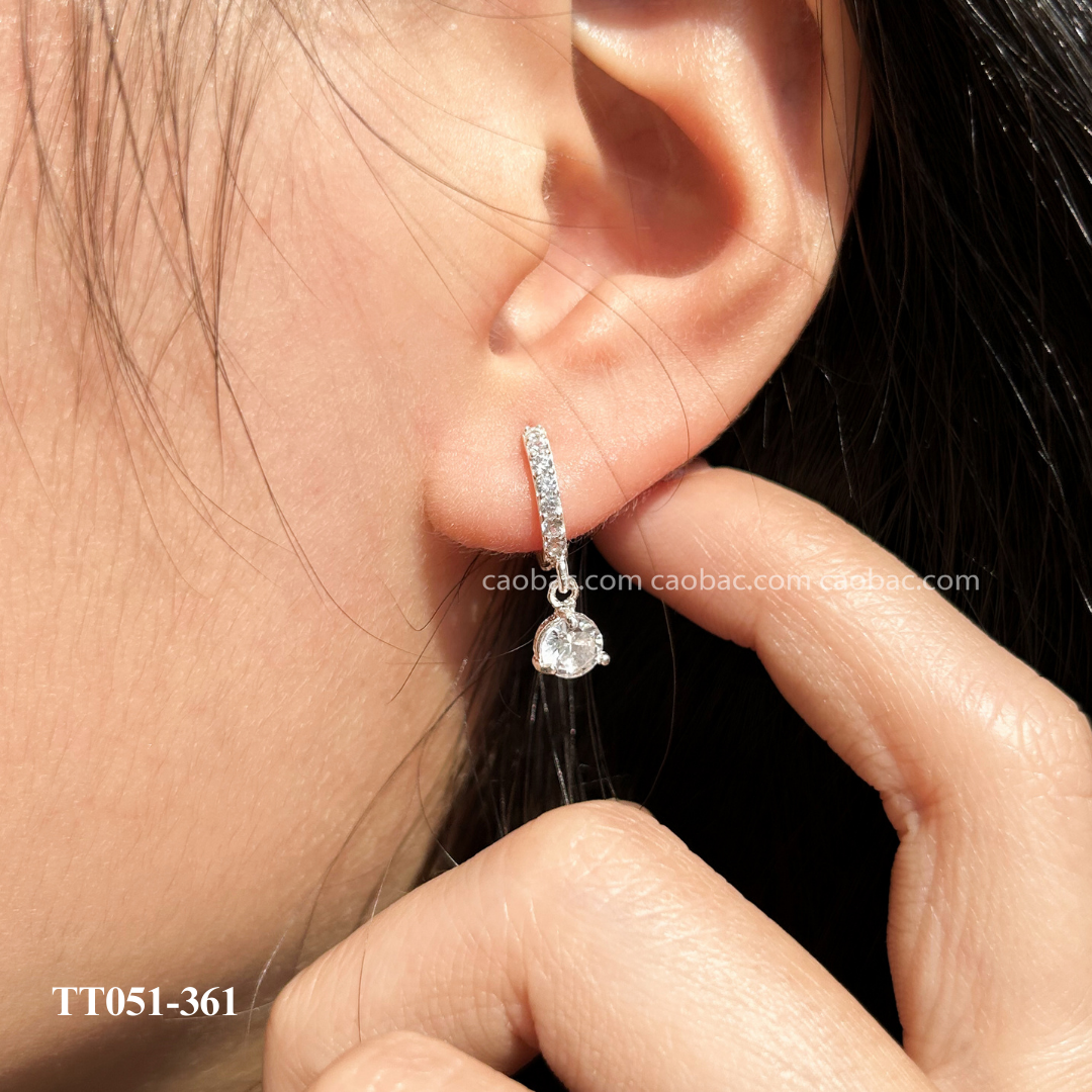  Khuyên bạc ta bấm treo ổ đá ba chấu treo 