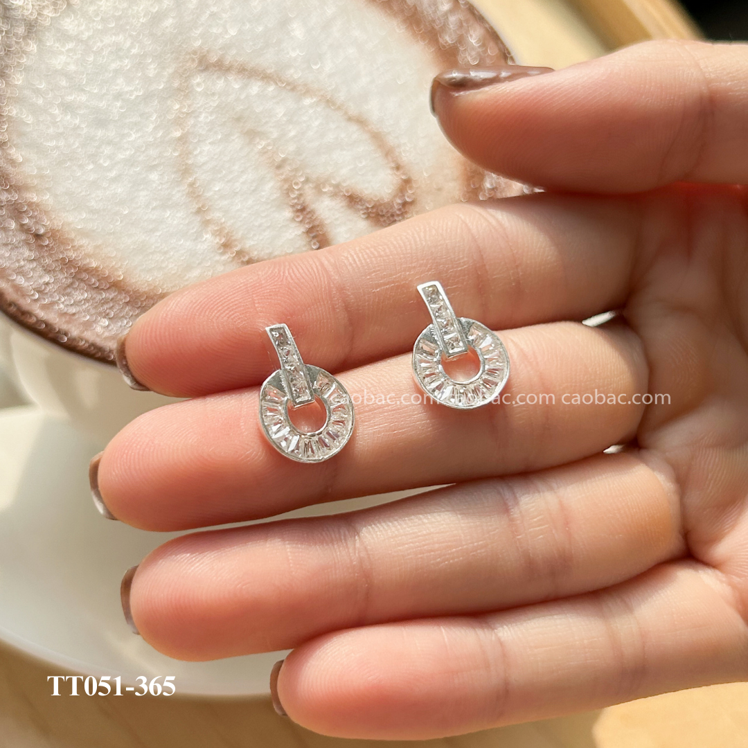  Khuyên bạc ta tròn rỗng thanh dọc 