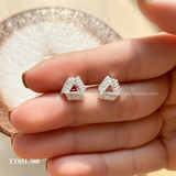  Khuyên bạc ta tam giác đá rỗng 