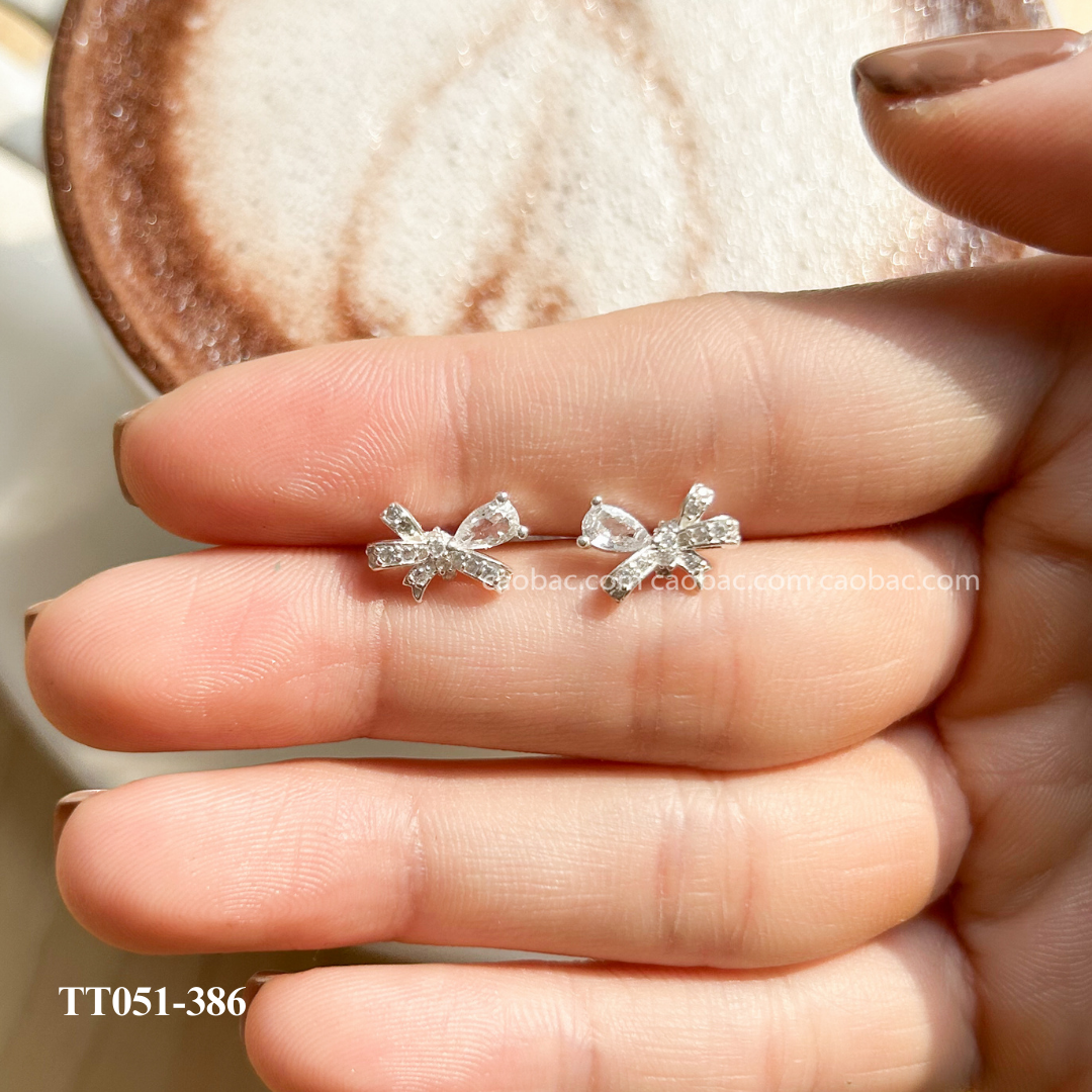  Khuyên bạc ta nơ ổ đá giọt nước 