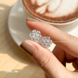  khuyên bạc ta bấm hoa sáu cánh đá tròn 