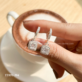  Khuyên bạc ta bấm treo ổ đá viền đá vuông 