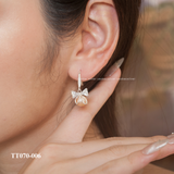  Khuyên tai bạc ta Ngọc Trai Freshwater móc nơ đá 