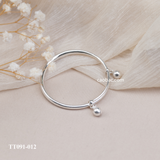  Lắc tay bạc Việt Nam trẻ em kiềng cứng hai chuông đáng yêu khắc tên | Cáo Bạc 