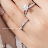  Nhẫn bạc Việt Nam xi vàng trắng đính kim cương Moissanite hồ điệp tinh xảo | Cáo Bạc 