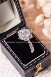  Nhẫn bạc ta xi vàng trắng đính Kim Cương Moissanite hoa tròn cánh nhọn 