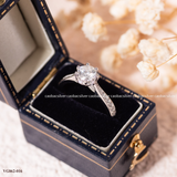  Nhẫn bạc ta xi vàng trắng đính Kim Cương Moissanite trái tim đá viền đều 