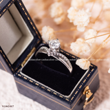  Nhẫn bạc ta xi vàng trắng đính Kim Cương Moissanite hai trái tim đá đính 