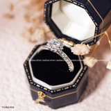  Nhẫn bạc ta xi vàng trắng đính Kim Cương Moissanite trái tim chấu đá giữa 