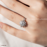  Nhẫn bạc ta xi vàng trắng đính Kim Cương Moissanite trái tim chấu đá giữa 