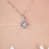  Dây chuyền bạc ta xi vàng trắng đính Kim Cương Moissanite tròn đá lớn giữa viền đá nhỏ 