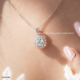  Dây chuyền bạc ta xi vàng trắng đính Kim Cương Moissanite tròn đá giữa chấu giữ nổi 