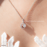  Dây chuyền bạc ta xi vàng trắng đính Kim Cương Moissanite hình nơ đính đá 