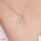  Dây chuyền bạc ta xi vàng trắng đính Kim Cương Moissanite tròn đá lớn gọng dày 