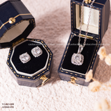  Dây chuyền bạc ta xi vàng trắng đính Kim Cương Moissanite tròn tia đá tỏa sáng 