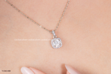 Dây chuyền bạc ta xi vàng trắng đính Kim Cương Moissanite tròn tia đá tỏa sáng 