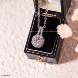  Dây chuyền bạc ta xi vàng trắng đính Kim Cương Moissanite tròn ổ đá cao 