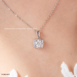  Dây chuyền bạc ta xi vàng trắng đính Kim Cương Moissanite hoa tuyết đá nhỏ 