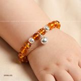  Vòng tay trẻ em hổ phách mix charm bi tròn xinh xắn | Cáo Bạc 