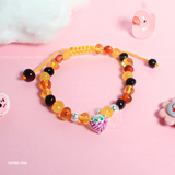  Vòng tay trẻ em hổ phách mix charm dâu tây đá xinh xắn | Cáo Bạc 