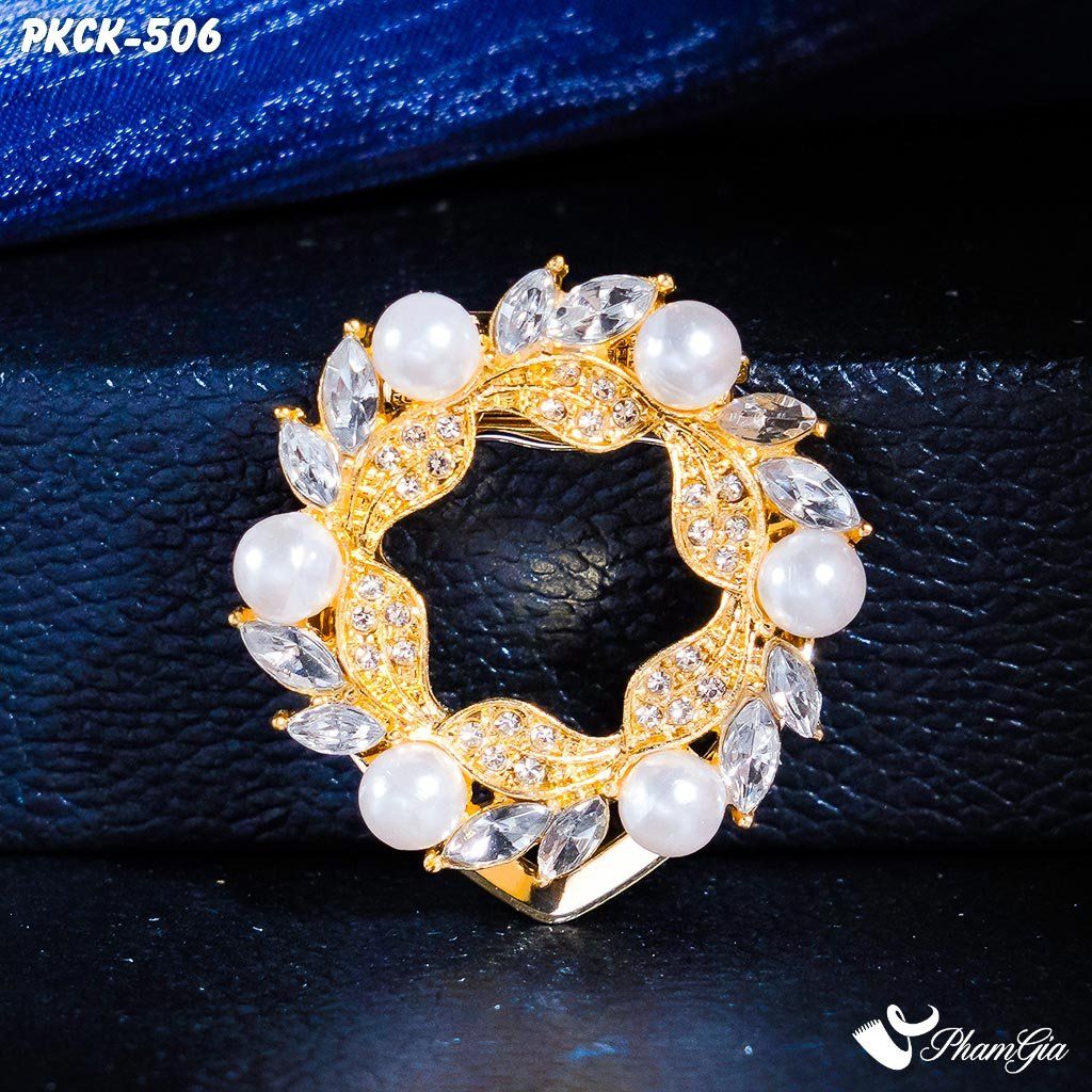 Phụ Kiện Cài Khăn, Cài Áo Đa Năng Họa Tiết Họa Tiết Vòng Hoa Đính Ngọc Trai (PKCK506)