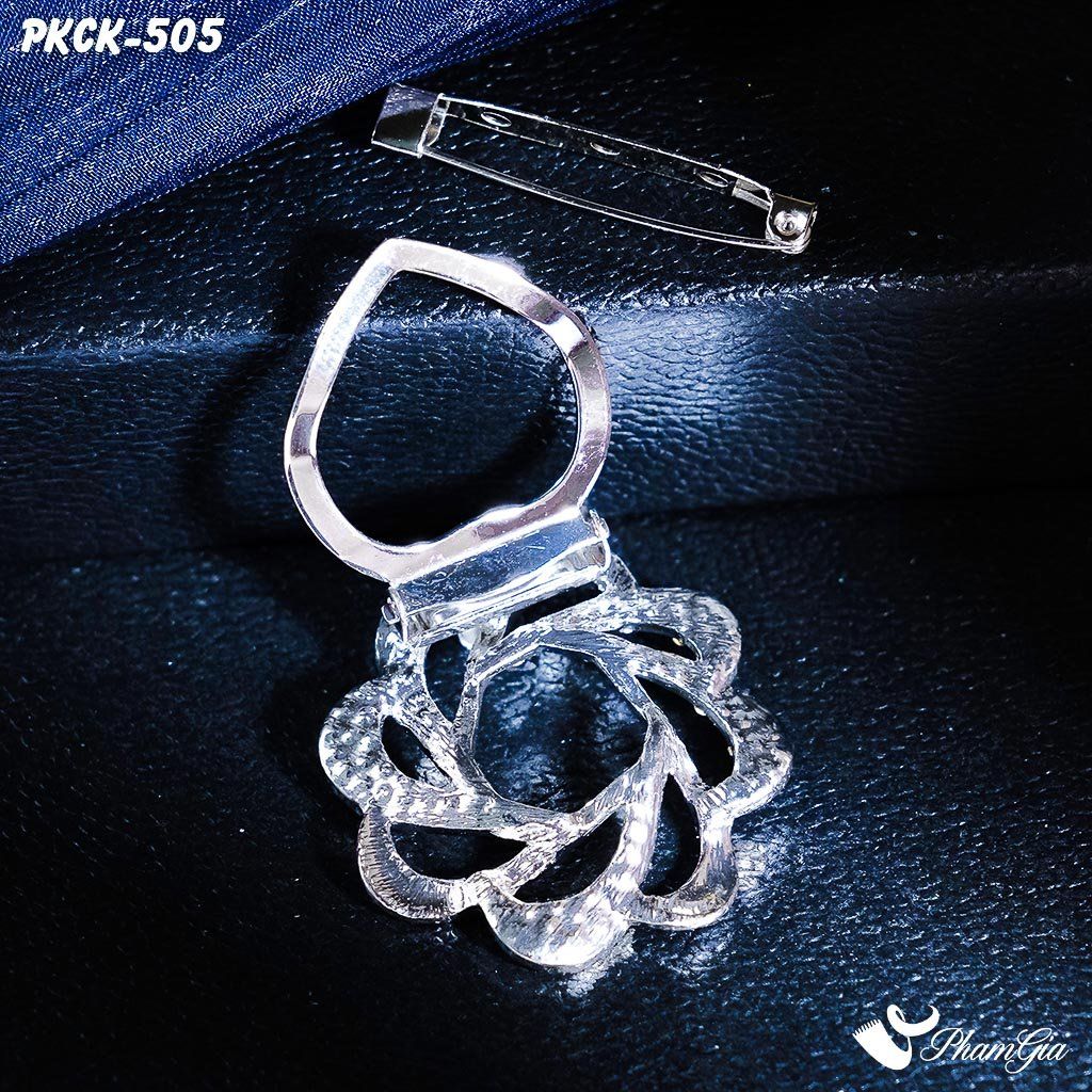 Phụ Kiện Cài Khăn, Cài Áo Đa Năng Họa Tiết Họa Tiết Xoắn Ốc Đính Đá Màu Bạc (PKCK505)