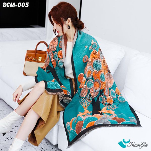 Khăn Choàng Dạ Cashmere 3D Cao Cấp Họa Tiết Tranh Phong Cảnh Cách Điệu (DCM005)