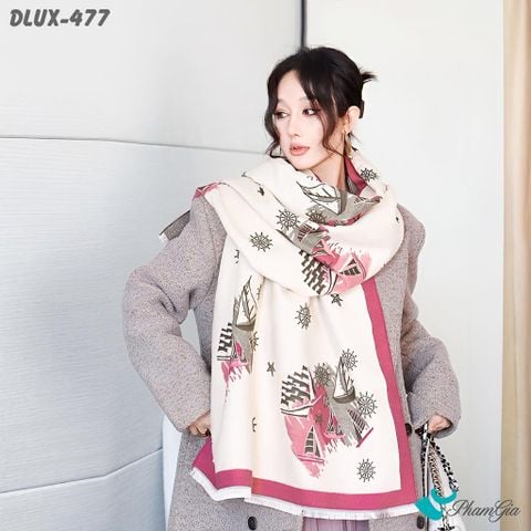 Người Mẫu Choàng Khăn Choàng Dạ Cashmere Cao Cấp Họa Tiết Retro Màu Hồng Dâu Thanh Lịch