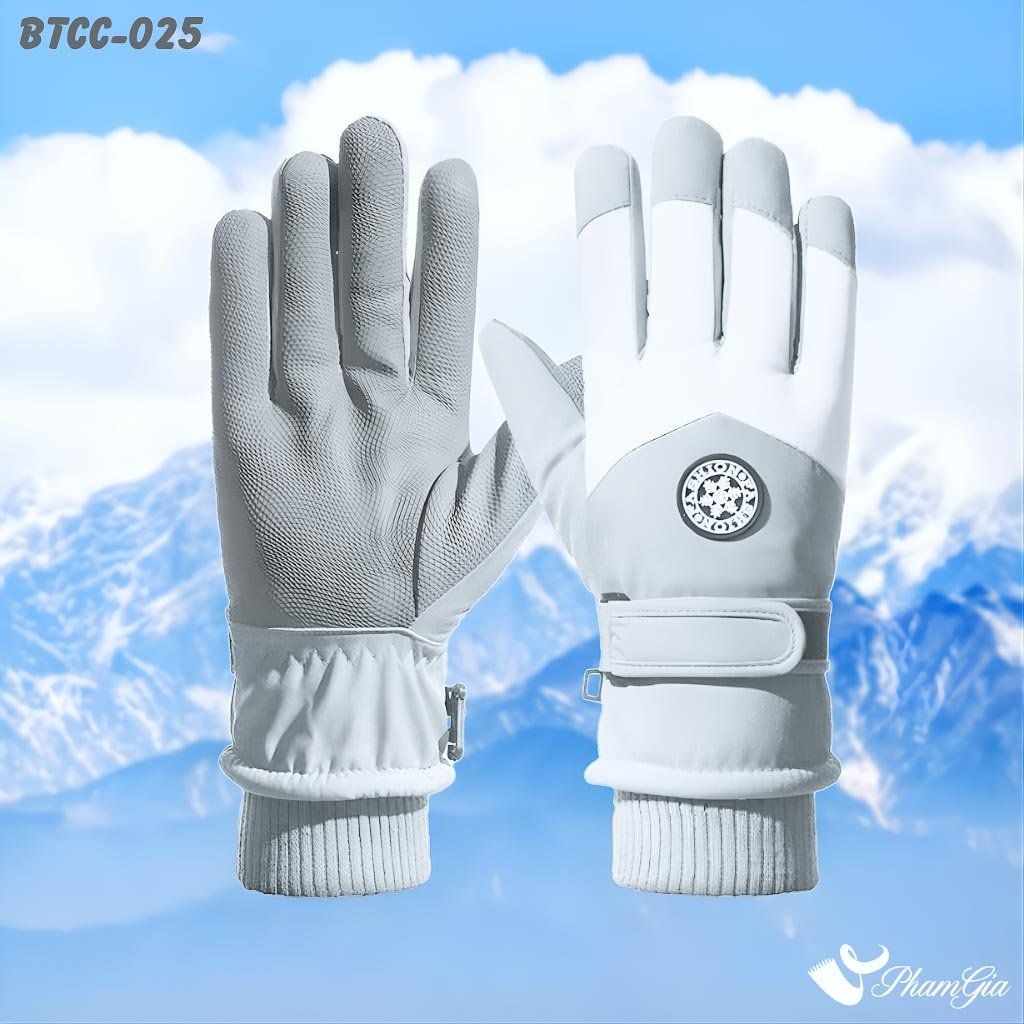 Găng Tay Mùa Đông Siêu Dày Lót Lông Giữ Ấm Cao Cấp Chất Liệu Trượt Nước, Chuyên Dụng Đi Tuyết Màu Xám (BTCC025)