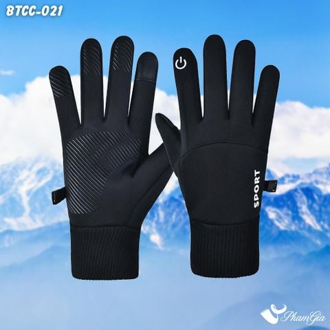 Găng Tay Mùa Đông Lót Lông Giữ Ấm Cao Cấp Chất Liệu Trượt Nước Màu Đen (BTCC021)