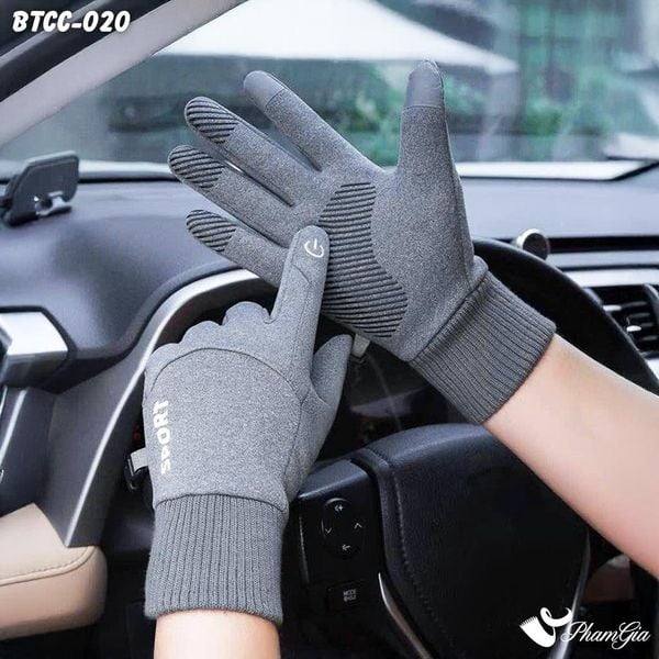 Găng Tay Mùa Đông Lót Lông Giữ Ấm Cao Cấp Chất Liệu Trượt Nước Màu Xám (BTCC020)