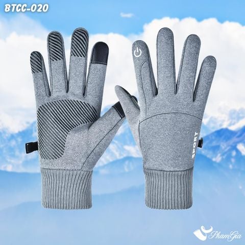 Găng Tay Mùa Đông Lót Lông Giữ Ấm Cao Cấp Chất Liệu Trượt Nước Màu Xám (BTCC020)
