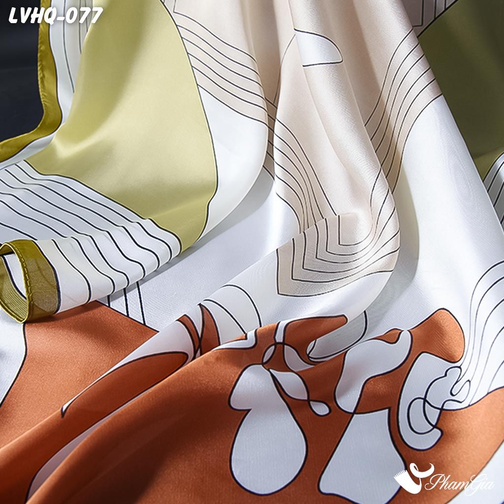 Khăn Lụa Vuông 70*70Cm Phong Cách Hàn Quốc Họa Tiết Tulip Kẻ Sọc Cách Điệu (LVHQ077)