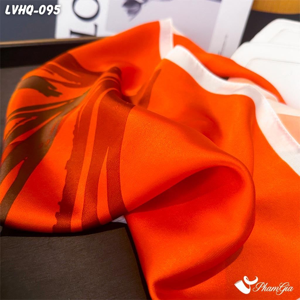 Khăn Lụa Vuông 70*70Cm Phong Cách Hàn Quốc Họa Tiết Tulip Tối Giản Màu Đỏ (LVHQ095)