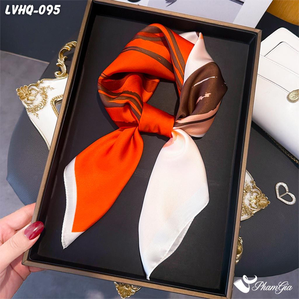 Khăn Lụa Vuông 70*70Cm Phong Cách Hàn Quốc Họa Tiết Tulip Tối Giản Màu Đỏ (LVHQ095)