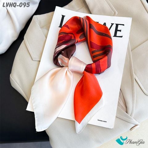 Khăn Lụa Vuông 70*70Cm Phong Cách Hàn Quốc Họa Tiết Tulip Tối Giản Màu Đỏ (LVHQ095)
