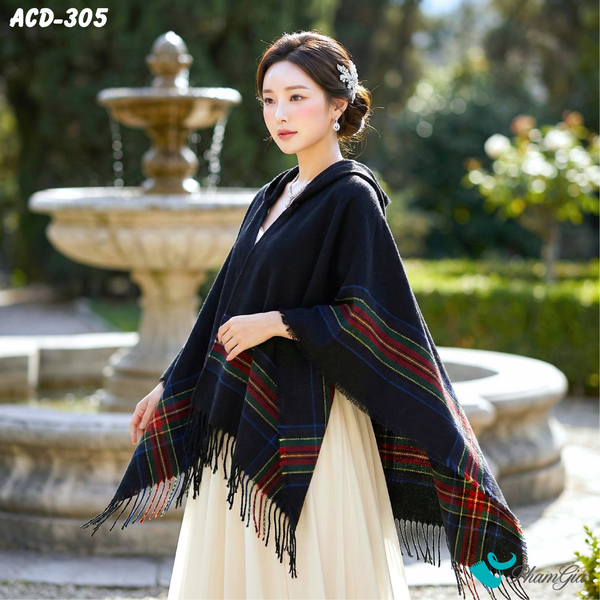 Áo Choàng Dạ Boho Cá Tính Màu Đen (ACD305)