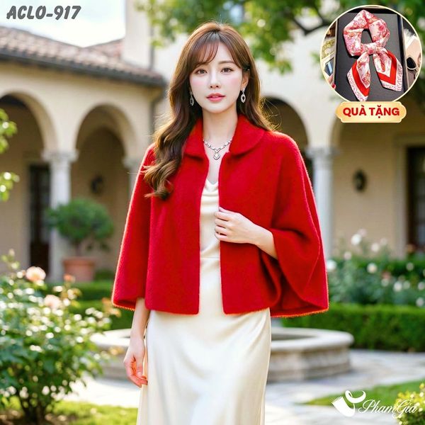 Áo Choàng Lông 2 Lớp Luxury Màu Đỏ Ruby Quyến Rũ (ACLO917)