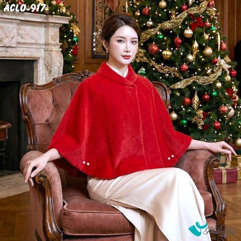Áo Choàng Lông 2 Lớp Luxury Màu Đỏ Ruby Quyến Rũ (ACLO917)