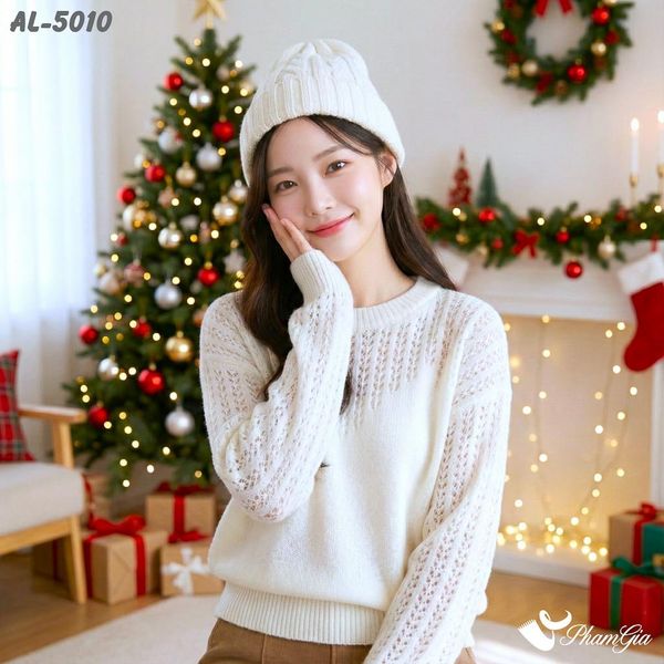 Áo Len Thời Trang Thu Đông Màu Trắng Kem (AL5010)
