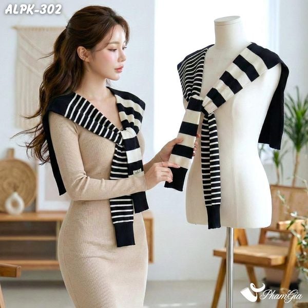 Vạt Áo Thời Trang Phong Cách Hàn Quốc Cao Cấp Màu Đen (ALPK302)