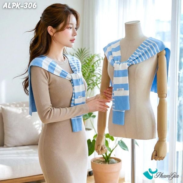 Vạt Áo Thời Trang Phong Cách Hàn Quốc Cao Cấp Màu Xanh Baby (ALPK306)