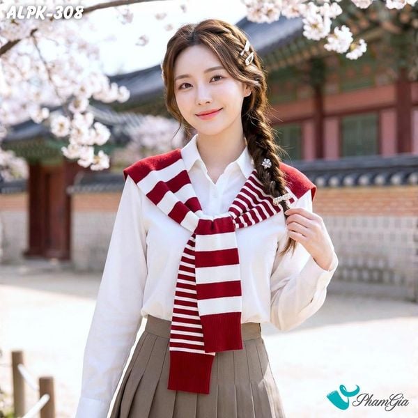 Vạt Áo Thời Trang Phong Cách Hàn Quốc Cao Cấp Màu Đỏ (ALPK308)