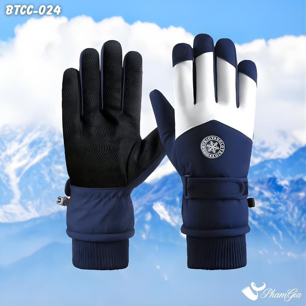 Găng Tay Mùa Đông Siêu Dày Lót Lông Giữ Ấm Cao Cấp Chất Liệu Trượt Nước, Chuyên Dụng Đi Tuyết Màu Xanh Navy (BTCC024)