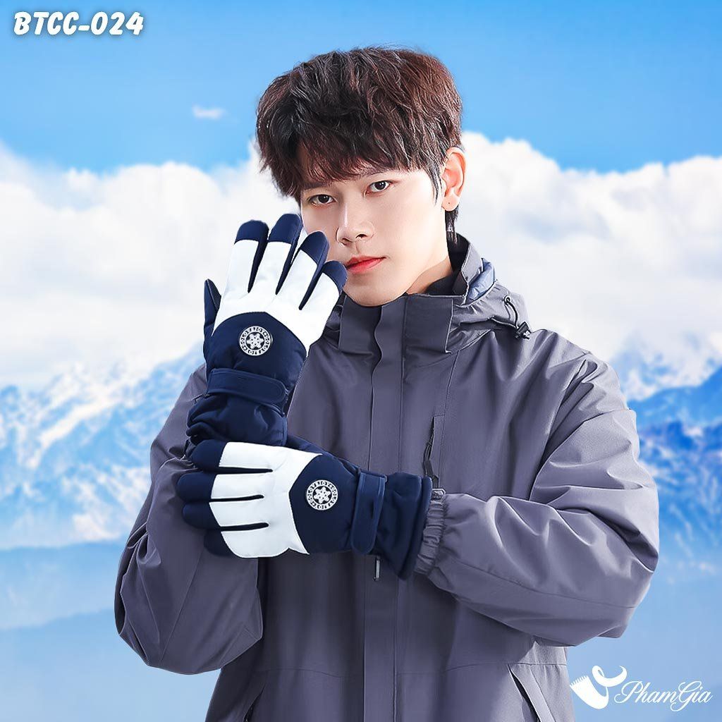 Găng Tay Mùa Đông Siêu Dày Lót Lông Giữ Ấm Cao Cấp Chất Liệu Trượt Nước, Chuyên Dụng Đi Tuyết Màu Xanh Navy (BTCC024)