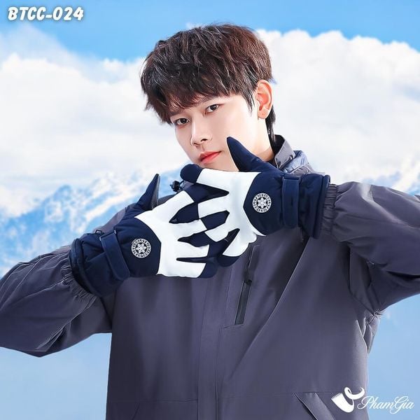 Găng Tay Mùa Đông Siêu Dày Lót Lông Giữ Ấm Cao Cấp Chất Liệu Trượt Nước, Chuyên Dụng Đi Tuyết Màu Xanh Navy (BTCC024)